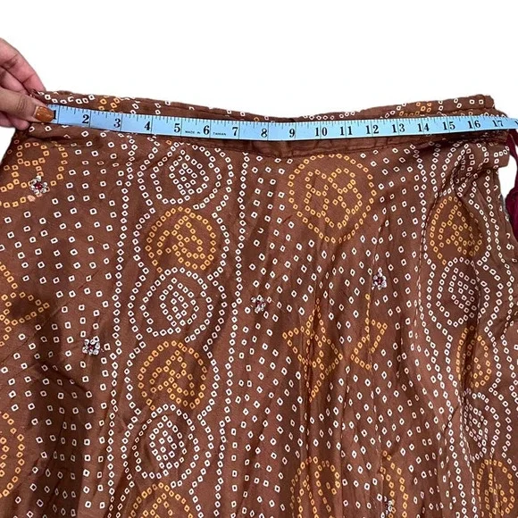 Women's Red & Brown India Lengha, Chanya Choli (~L) - Picture 8 of 13